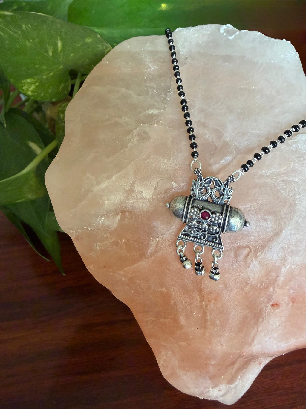 Damini - 925 Silver Handcrafted Black Beaded Chain Mangalsutra - Traditional